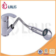 China wholesale chrome brass single lever pull out kitchen faucet